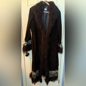 Via Accenti Size 18 Suede Leather Trench Coat